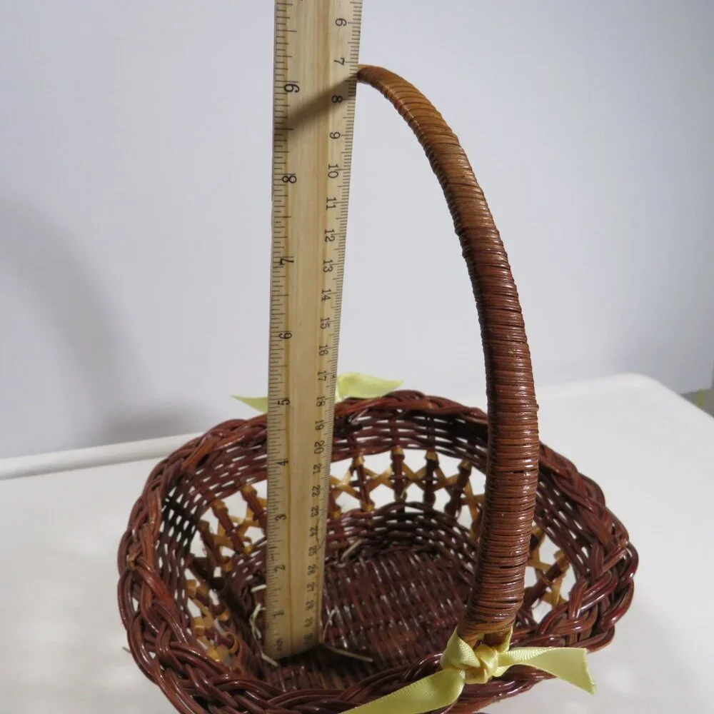 dark brown cane wicker basket Two Tone spring Easter Basket